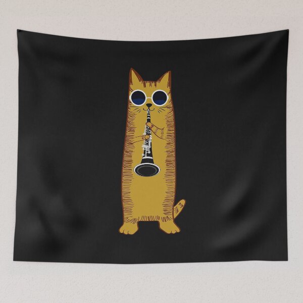 Item preview, COOL HIPPY HIPSTER CAT PLAYING THE CLARINET AND WEARING SUNGLASSES FOR MUSIC STUDENTS SHIRT GIFT FOR MEN WOMEN designed and sold by GilesZboncak.