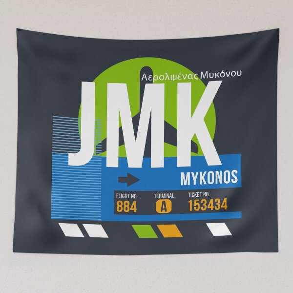 Item preview, Mykonos, Greece (JMK) Airport Code Baggage Tag designed and sold by SLAG-Creative.