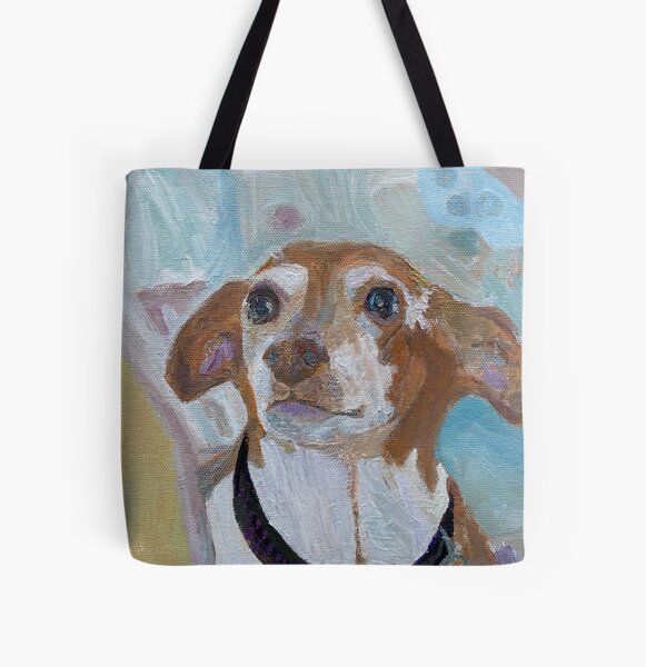 Dog Terrier and Chihuahua mix portrait All Over Print Tote Bag