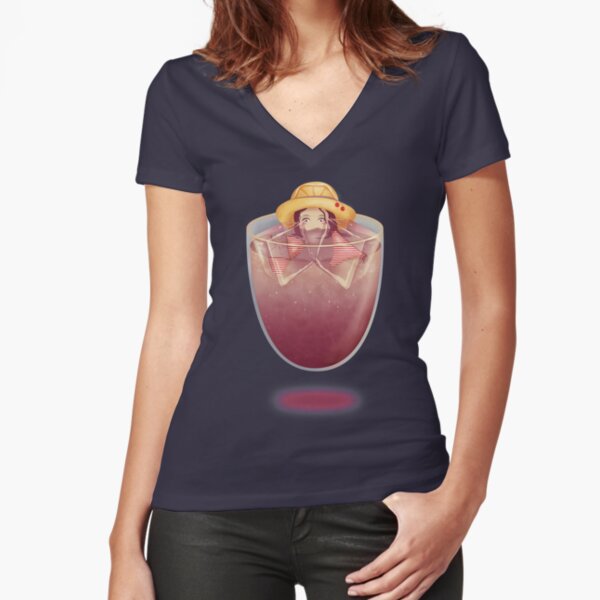 Summer Drink Tailliertes T-Shirt mit V-Ausschnitt
