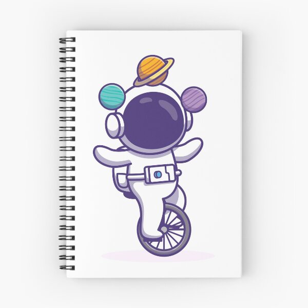 Item preview, Astronauta lindo con bicicleta monociclo y planetas Ilustración de vector de dibujos animados Concepto de tecnología de personas Estilo de dibujos animados plano de vector aislado designed and sold by BigBoyFunky.