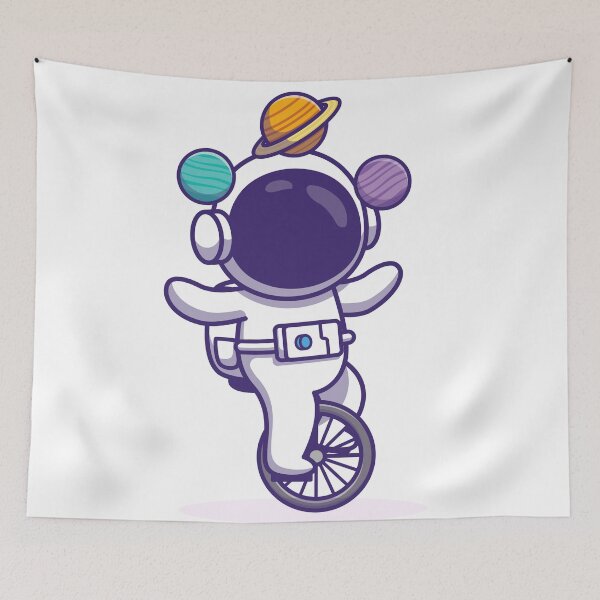 Aperçu de l'œuvre Astronaute mignon avec monocycle vélo et planètes Cartoon Vector Illustration People Technology Concept isolé Vector Flat Cartoon Style créée et vendue par BigBoyFunky.