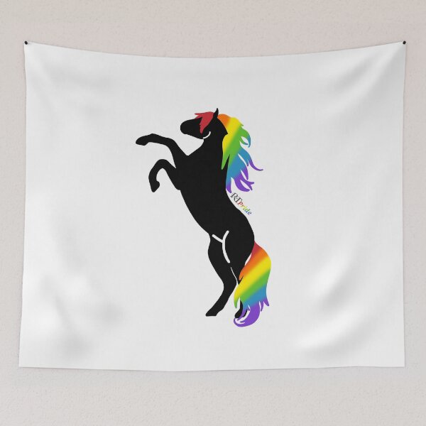 Item preview, Silhouette rearing horse, Rainbow tail designed and sold by RikkyTeesPride.