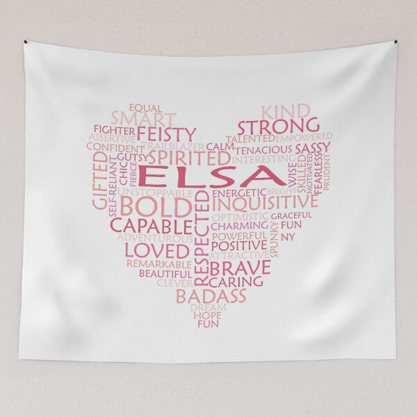Item preview, Elsa heart word cloud shape name - pink, peach and light pink - female empowerment name personalised text - 0421 designed and sold by PrettyDesserted.