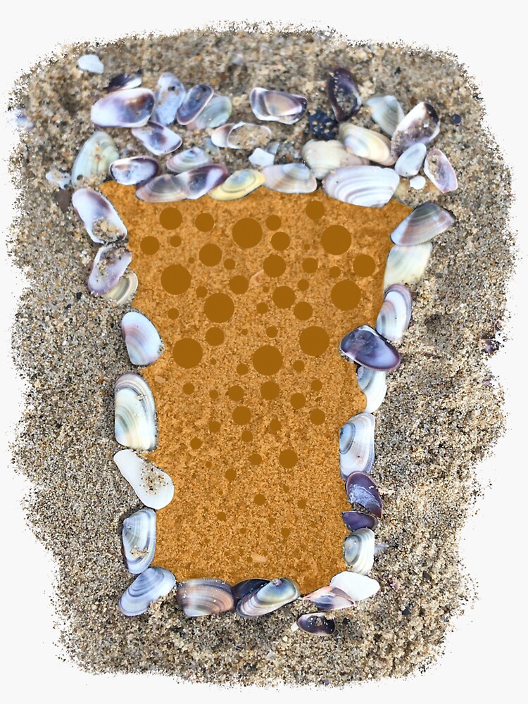 Thumbnail 3 of 3, Sticker, Beer Seashells Beach designed and sold by z7arts.