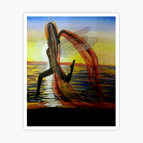 Last Rays of Fire - Mermaid Fairy Art Sticker