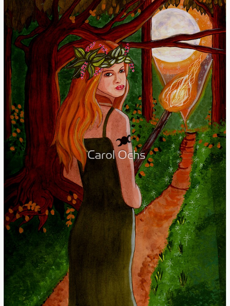 Thumbnail 3 of 3, Sticker, Come To The Beltane Fire - Witch Art designed and sold by CarolOchs.