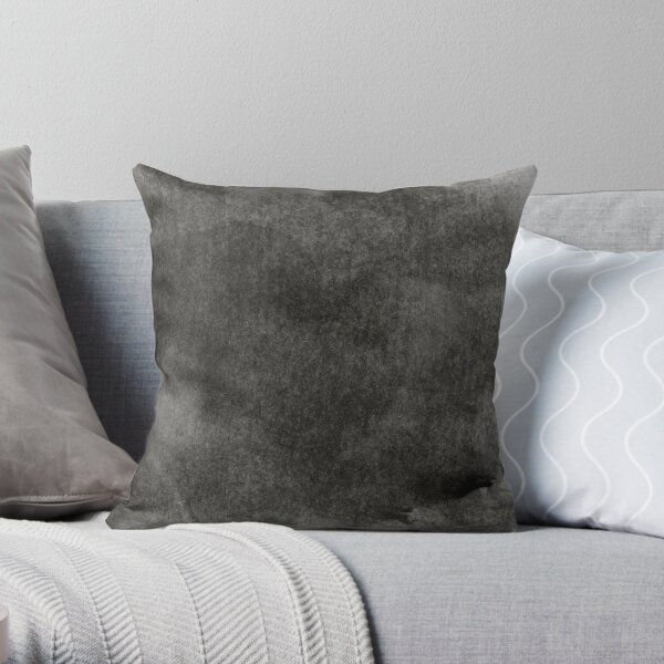 Simple abstract black-white watercolor, graphite background. Hand-painted texture, splashes, drops of paint, paint smears. Design for backgrounds, wallpapers, covers and packaging, wrapping paper. Throw Pillow