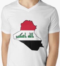 Iraq Map with Iraqi Flag Men's V-Neck T-Shirt