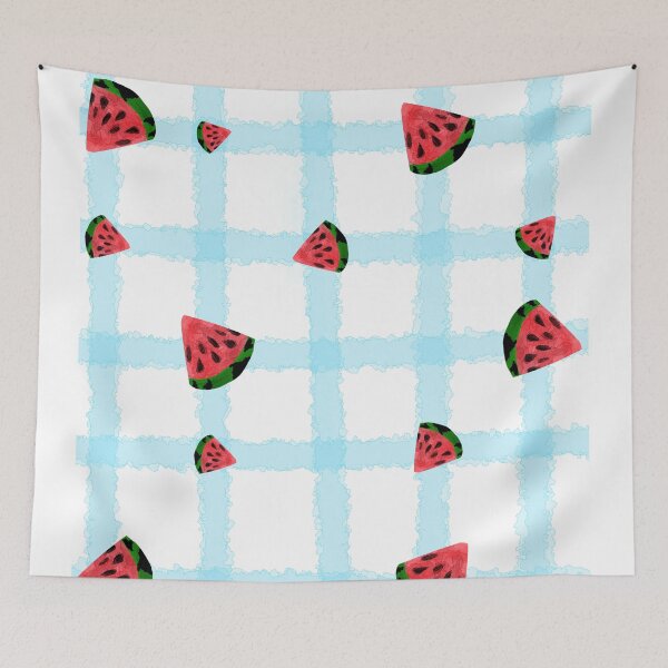 Item preview, Watermelon light blue checkered pattern designed and sold by Kristoffersson.