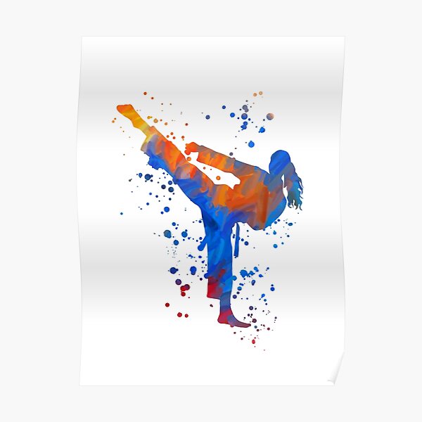 Male Taekwondo Black and White Watercolour Art Print dMartial Arts Print Taekwondo Player Poster Print Taekwondo Martial Arts Poster