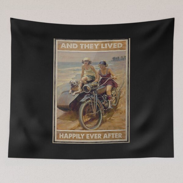 Item preview, Biker Dog And They Lived Happily Ever After Poster designed and sold by HubertaNakken.