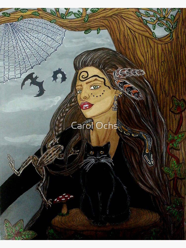 Thumbnail 3 of 3, Sticker, Dark Arts Sorceress - Witch Art designed and sold by CarolOchs.