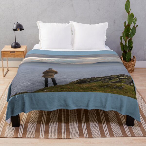 Item preview, Woman enjoying view of ocean with mountains and beautiful cloudscape, from Slieve League mountain on the Atlantic coast of County Donegal, Ireland designed and sold by AlbertMi.