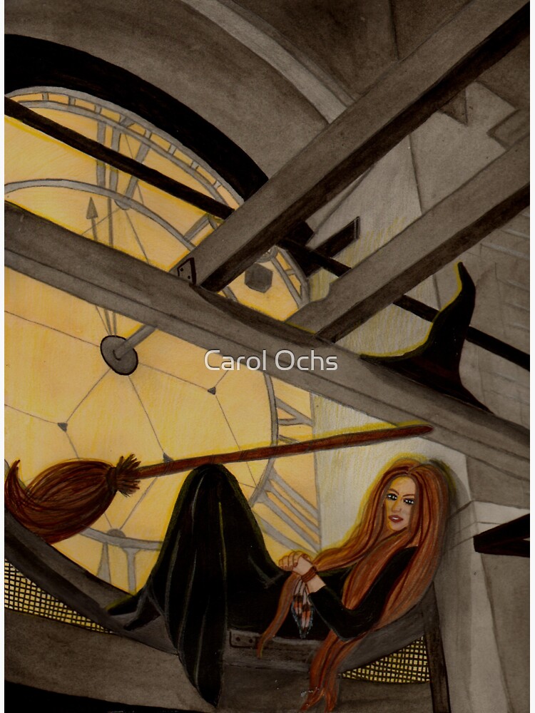 Thumbnail 3 of 3, Sticker, Clock Tower Witching Hour - Witch Art designed and sold by CarolOchs.