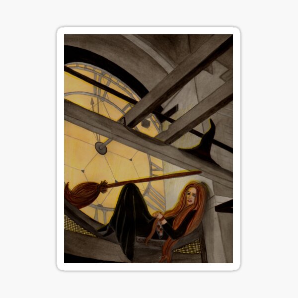 Clock Tower Witching Hour - Witch Art Sticker