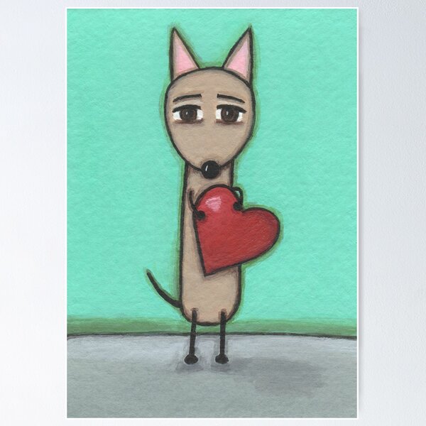 Tan Chihuahua Holding A Heart Poster