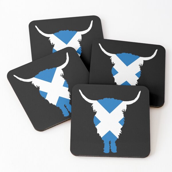 Artikelvorschau, Schottland Saltire Flag Highland Cow Silhouette entworfen und verkauft von Nicky Cordiner.
