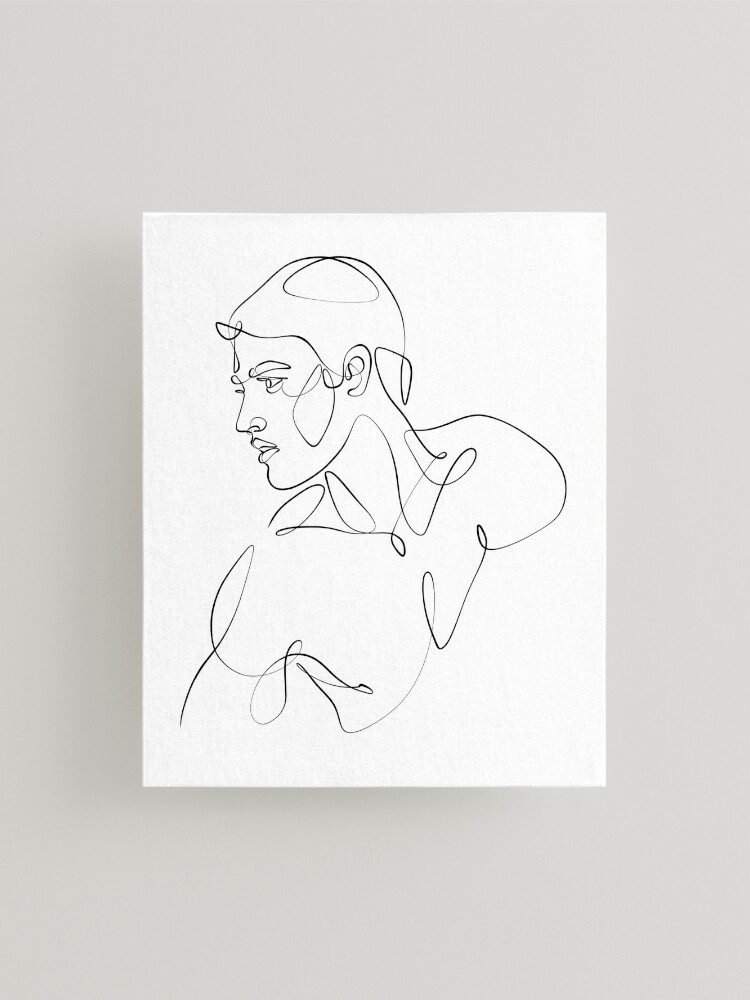 Male handsome face one line drawing Canvas Print by BondingSoul