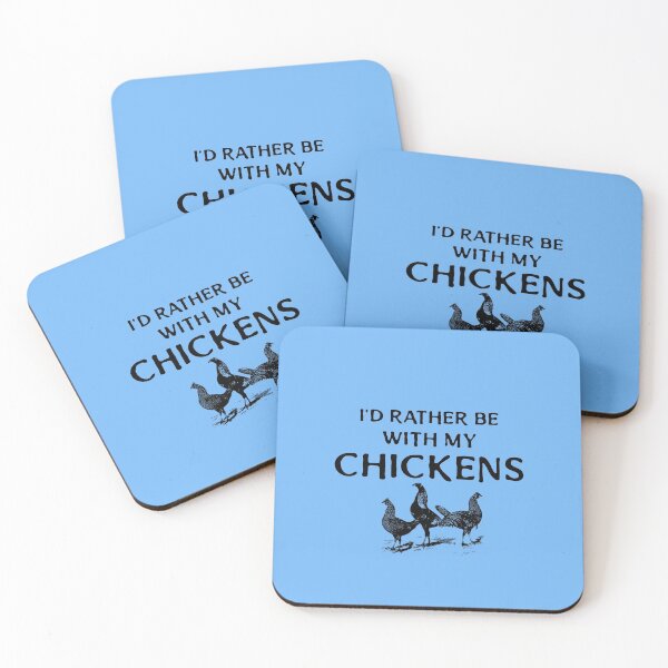 Item preview, I'd Rather Be with my Chickens -funny chicken design on blue designed and sold by katiekendall.