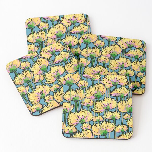 Item preview, Cotton Grass Field | Blue Yellow Pink Green designed and sold by L Diane Johnson.