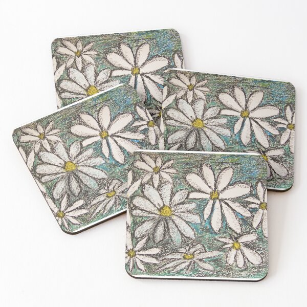 Item preview, white daisies on a green background designed and sold by Olga Kydryavskaya.