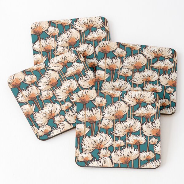 Item preview, Cotton Grass Field | Teal + Orange + Rust + Brn + Cream designed and sold by L Diane Johnson.
