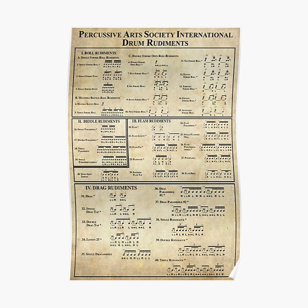 Percussive arts society international drum rudiments Poster