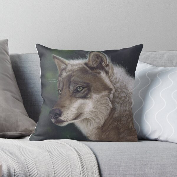 Woodland Wolf Throw Pillow