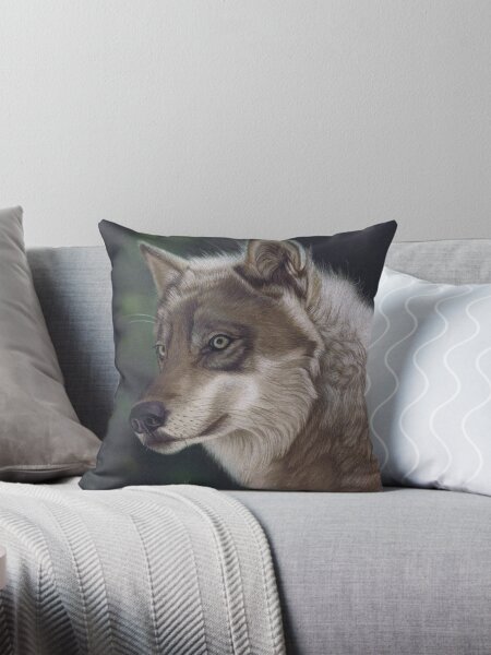 Woodland Wolf Throw Pillow