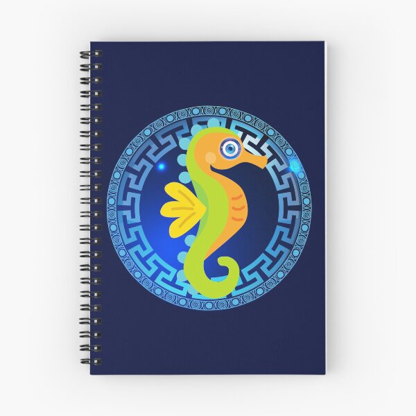 Item preview, Seahorse Mati Evil Eye Greek Key Yanni Collection designed and sold by Yiorgos Designs.