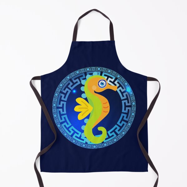 Item preview, Seahorse Mati Evil Eye Greek Key Yanni Collection designed and sold by Yiorgos Designs.