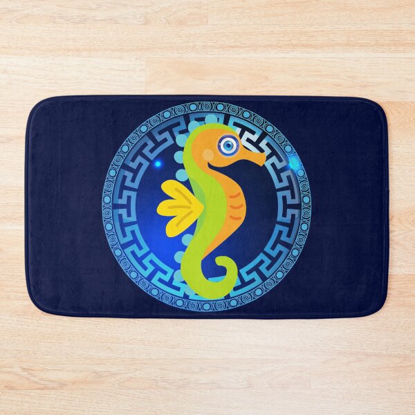 Item preview, Seahorse Mati Evil Eye Greek Key Yanni Collection designed and sold by Yiorgos Designs.
