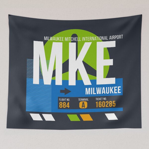 Artikelvorschau, Milwaukee, Wisconsin (MKE) Flughafencode Gepäckanhänger entworfen und verkauft von SLAG-Creative.