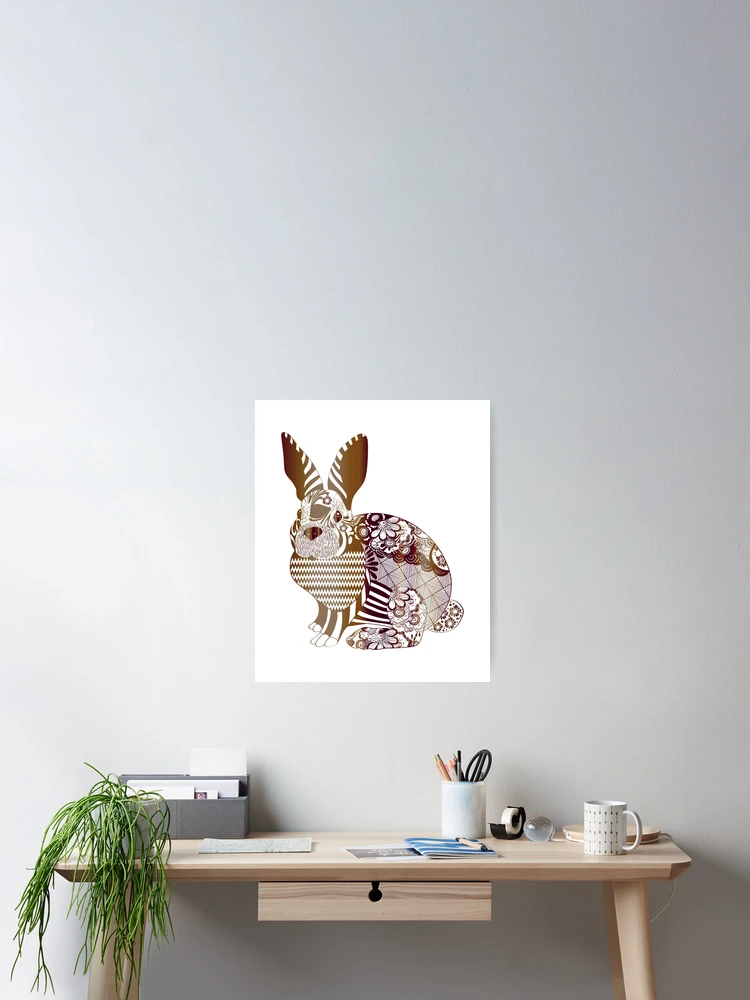 Thumbnail 2 of 3, Poster, Copper Patterned Bunny Rabbit designed and sold by Labradoodlesetc.