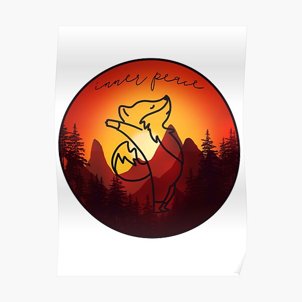 Inner peace fox with scenery Poster
