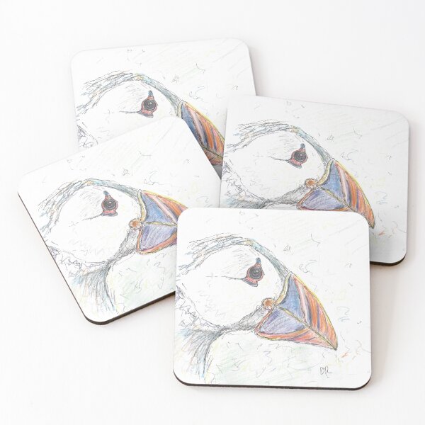 Item preview, Squiggly puffin portrait designed and sold by DebTheZeb.