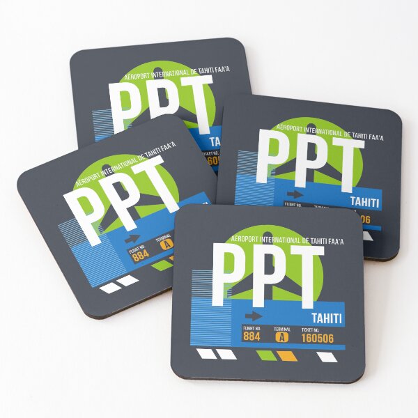 Item preview, Tahiti, French Polynesia (PPT) Airport Code Baggage Tag designed and sold by SLAG-Creative.