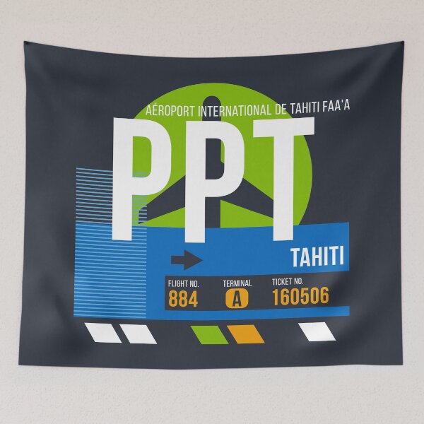 Item preview, Tahiti, French Polynesia (PPT) Airport Code Baggage Tag designed and sold by SLAG-Creative.
