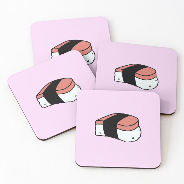 Item preview, Pink Background Musubi Lunch Meat Cute Funny Food Foodie Pink Rice Nori Sushi Oni Onigiri Ball Asian Cuisine  designed and sold by mariesmunchies.