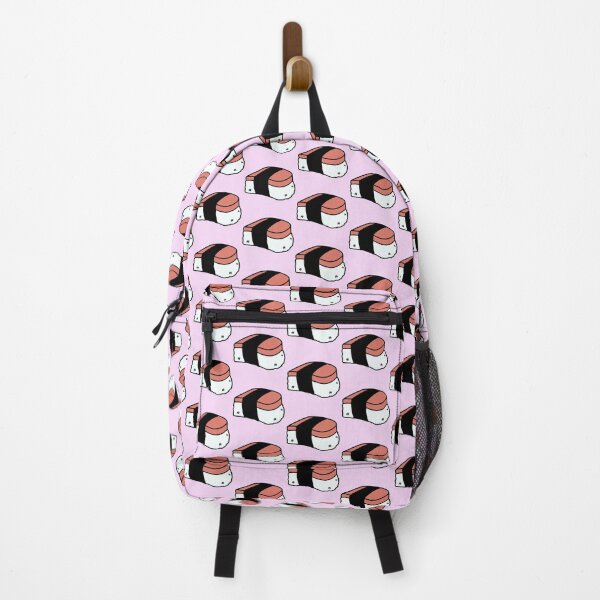 Item preview, Pink Background Musubi Lunch Meat Cute Funny Food Foodie Pink Rice Nori Sushi Oni Onigiri Ball Asian Cuisine designed and sold by mariesmunchies.