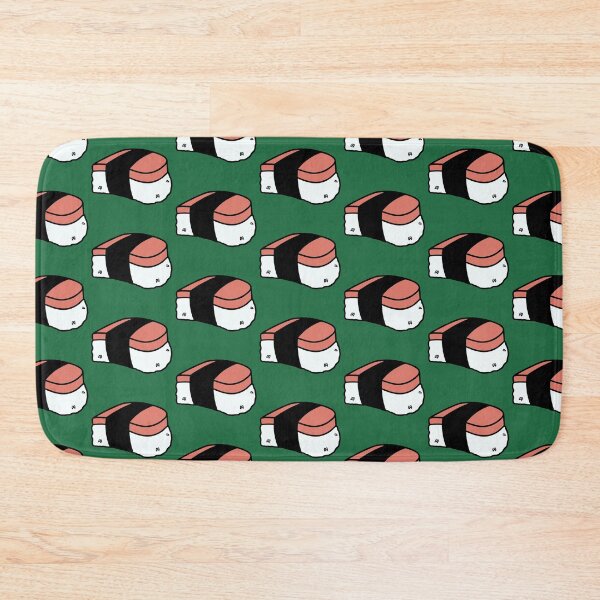 Item preview, Green Background Musubi Lunch Meat Cute Funny Food Foodie Pink Rice Nori Sushi Oni Onigiri Ball Asian Cuisine  designed and sold by mariesmunchies.