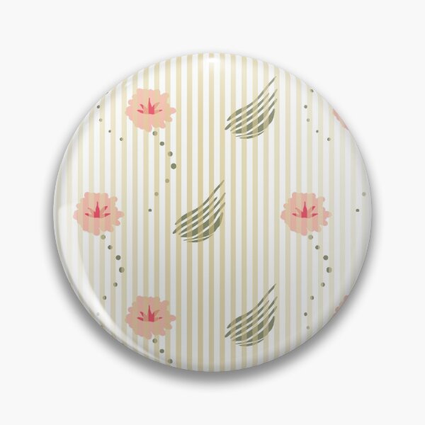 Item preview, vertically striped floral pattern in pink, green, and pale yellow designed and sold by rysunki-malunki.