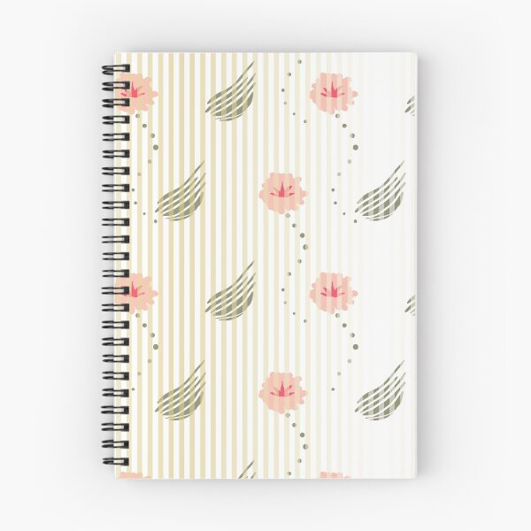 Item preview, vertically striped floral pattern in pink, green, and pale yellow designed and sold by rysunki-malunki.