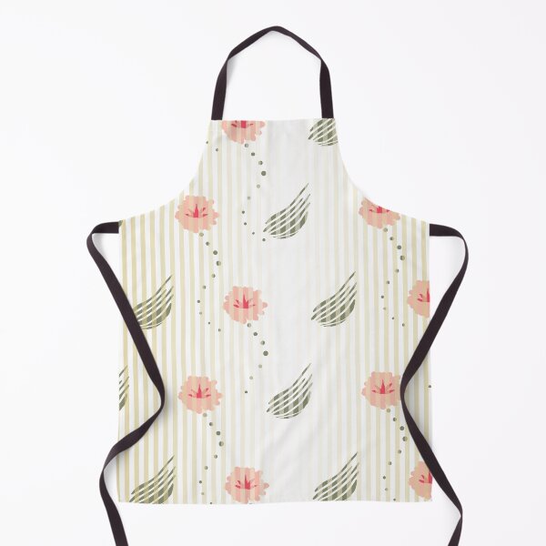 Item preview, vertically striped floral pattern in pink, green, and pale yellow designed and sold by rysunki-malunki.