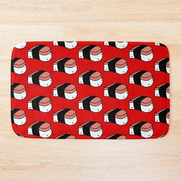 Item preview, Red Background Musubi Lunch Meat Cute Funny Food Foodie Pink Rice Nori Sushi Oni Onigiri Ball Asian Cuisine  designed and sold by mariesmunchies.