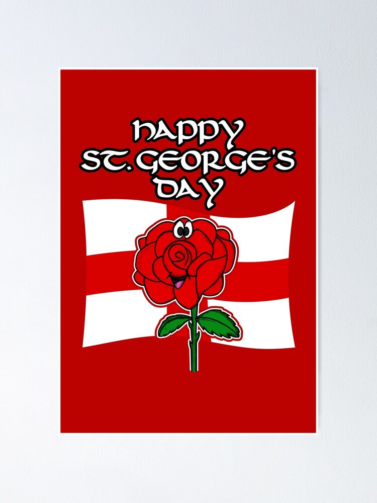 Póster «Feliz Día De San Jorge Rose Inglaterra Bandera Inglesa» De