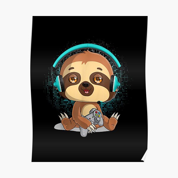 Multicolor 18x18 Wowsome Gaming Sloth Video Gamer Player Animal Lover Throw Pillow