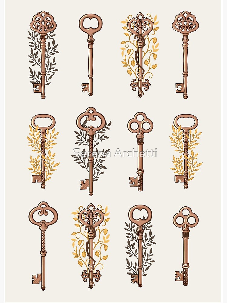 Secret Garden Vintage Keys - Brass & Gold Art Board Print for