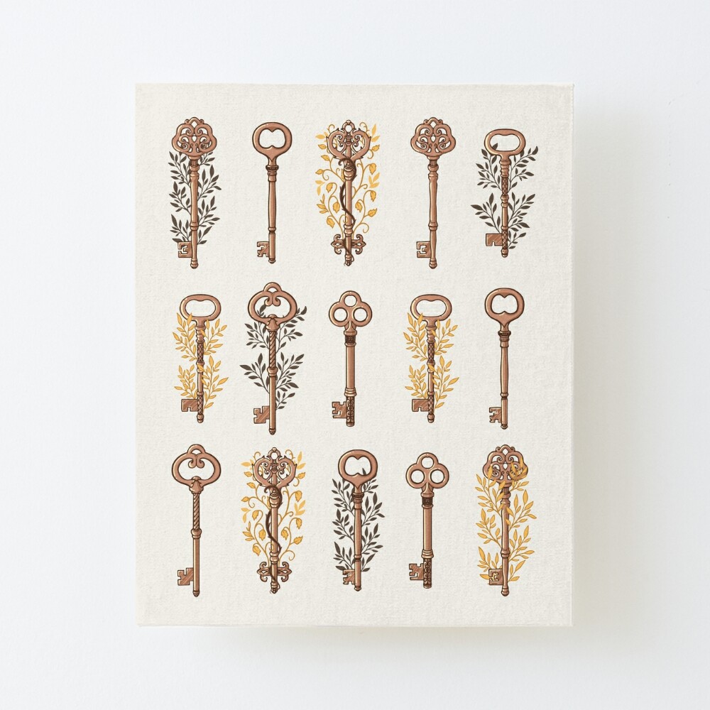 Vintage Wall Art, Gold Skeleton Keys Print